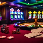 Playing poker at a luxurious table in a legal online casino en ligne france légal setting.