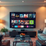 Enjoy the Iron TV Pro experience in a stylish living room with high-definition streaming options.