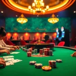 Exciting poker game at uu888 com with vibrant chips and dealer action.