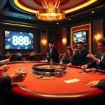 Catch the excitement at u 888 with a luxurious poker table and vibrant casino atmosphere.
