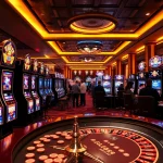 Engaging view of nổ hũ slot machines in a vibrant casino environment.
