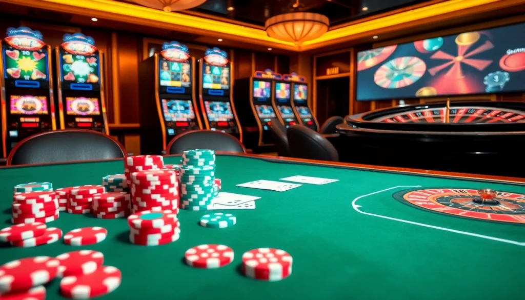 Experience the thrill of casino en ligne retrait rapide with vibrant poker chips and spinning roulette wheels.
