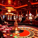 MMOO casino scene with vibrant roulette table, players celebrating wins, and luxury atmosphere.