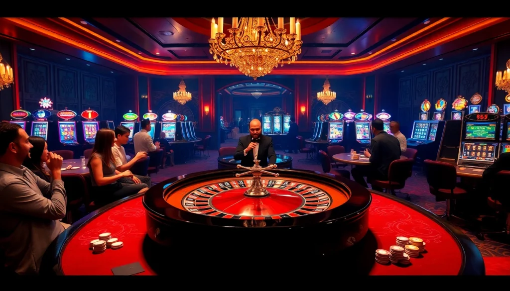 Experience the thrill at https://kg88.work/ with players enjoying a luxurious roulette table in an elegant casino.