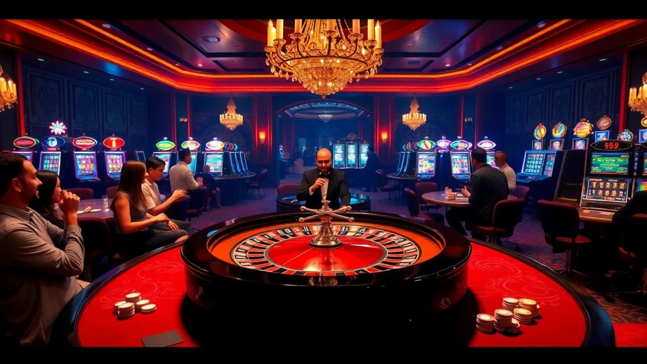 Experience the thrill at https://kg88.work/ with players enjoying a luxurious roulette table in an elegant casino.
