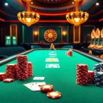 Engaging F8BETA2 poker table with vibrant chips and luxurious ambiance for gamblers.