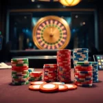 Experience the thrill of gambling at 28bet with vibrant casino visuals of poker tables and roulette wheels.