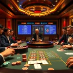 Experience the excitement of truy cập FLY88 chính thức in a luxurious casino setting with poker tables and vibrant chips.