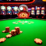 Experience high-stakes fun with https://68vip.red/ showcasing an exciting poker table surrounded by colorful chips and cards.