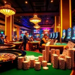 Exciting gaming scene highlighting 包网 at the casino with players engaging in poker, roulette, and slot machines.