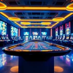 Casino crypto en ligne with vibrant gaming tables and virtual currency symbols enhancing the excitement.