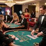 Experience high-stakes excitement at FUN88s blackjack table in elegant casino setting.