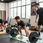 Environnement de gym Steroide Boutique avec des passionnés de fitness s'entraînant et participant à des séances d'exercice.