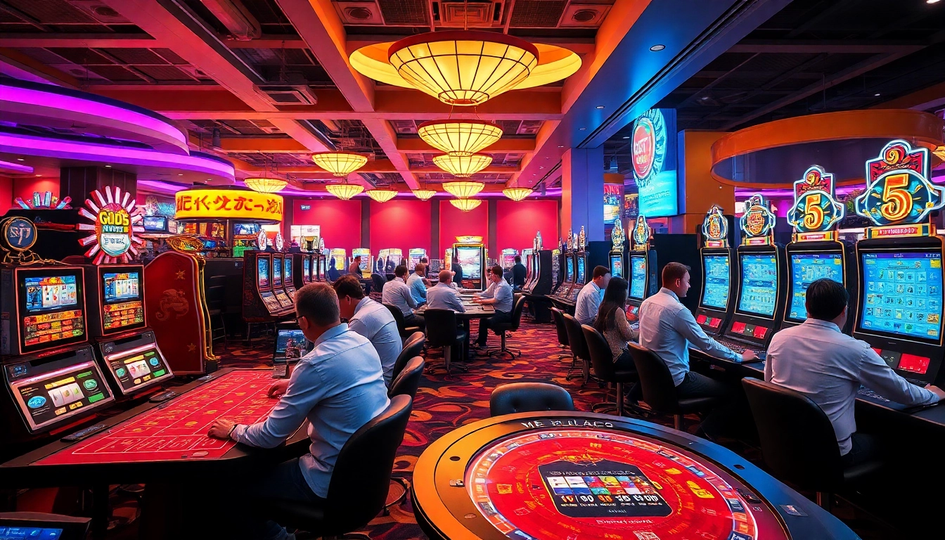 Jouer à des jeux passionnants au casino en ligne avec une atmosphère colorée et dynamique. related image