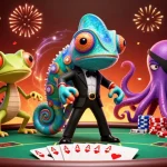 Experience thrilling gaming dynamics at xoilactv with a vibrant, action-packed illustration of gambling night.