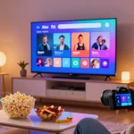 Le streaming avec l'application atlas pro dans un salon agréable et moderne.