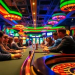 Jouer à des jeux dans un casino sans kyc, ambiance dynamique et festive.