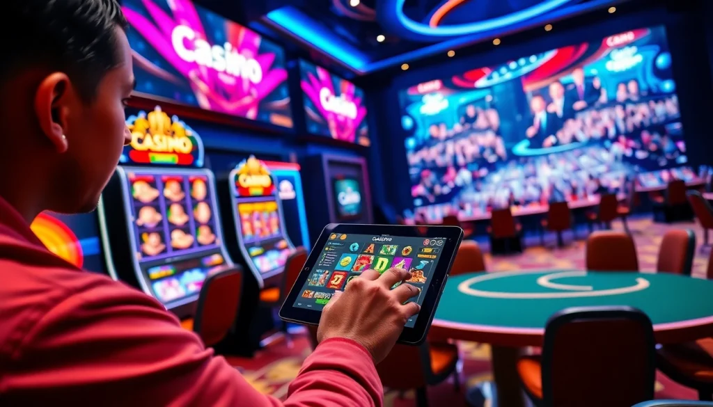 Profitez de jeux captivants dans un cadre de casino en ligne animé.