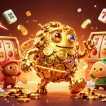 Experience the thrill of telecom melbet with gold coin golem amidst vibrant casino elements.