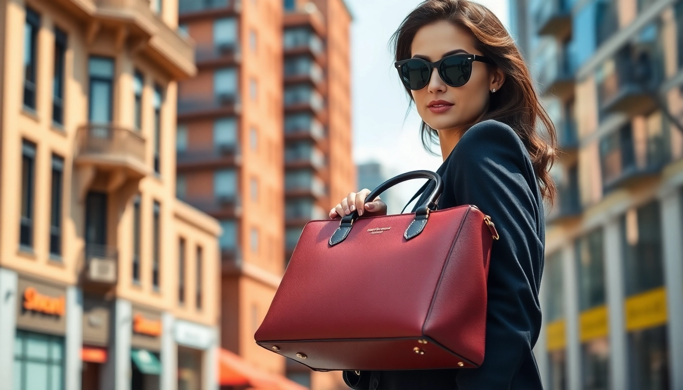 Un sac bandoulière élégant porté par une femme dans un cadre urbain stylé. related image