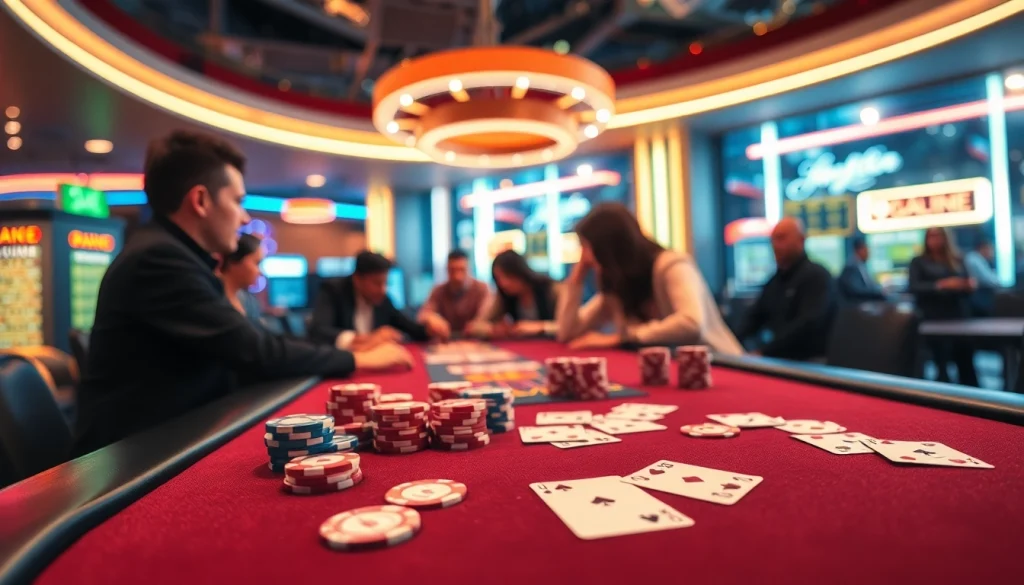 Casino en ligne retrait immédiat avec des joueurs concentrés autour de la table de poker.