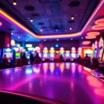 Casino en ligne interactif avec tables modernes et lumière vive.