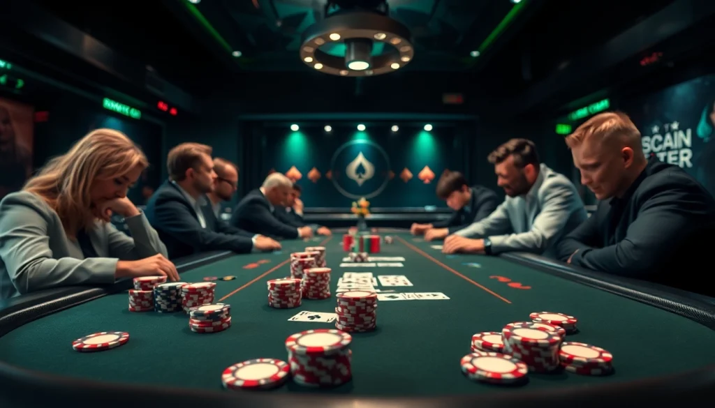 Coinpoker avis: A captivating poker scene showcasing intense players at a table.