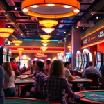 Profitez d'une expérience immersive de casino en ligne avec des joueurs captivés par des jeux variés.