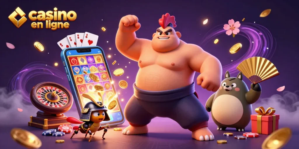 Jouez au casino en ligne avec notre illustration dynamique mettant en avant des personnages fascinants.