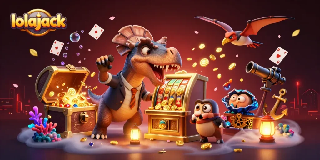 Experience thrilling jackpots at lolajack as a pachycephalosaurus celebrates winning coins!