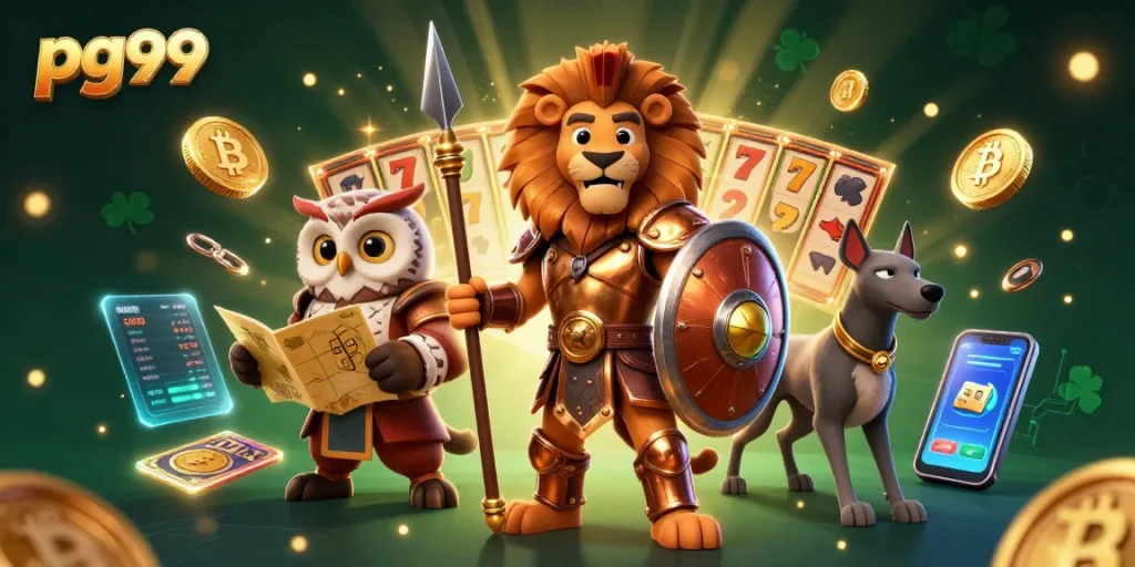 Experience thrilling jackpot wins with pg99 in this vibrant casino illustration.