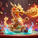Ao88 invites players to engage with thrilling experiences featuring a golden dragon amidst gambling elements.