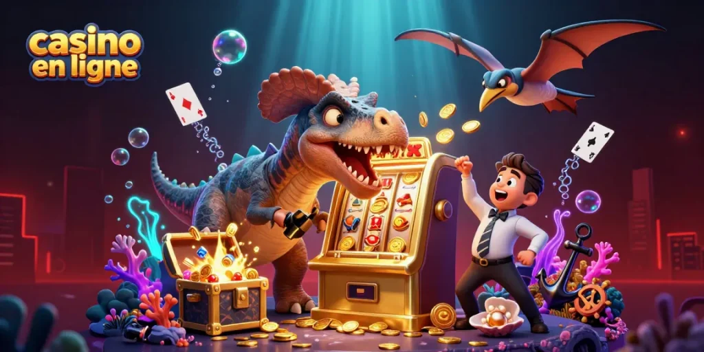 Jouez au casino en ligne : un pachycephalosaurus gagne au jackpot avec des pièces d'or