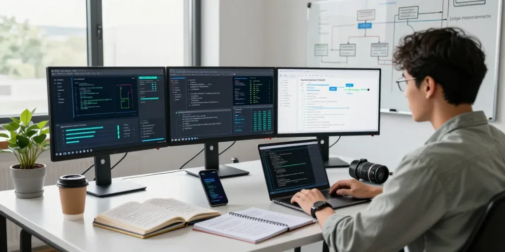 Analyse d'application espion sur des écrans dans un environnement de cybersécurité moderne.