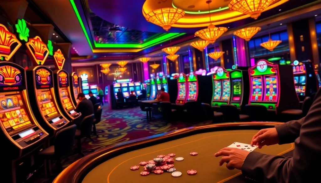Démonstration des jeux de casino en ligne avec des joueurs engagés autour d'une table de poker.