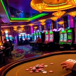 Démonstration des jeux de casino en ligne avec des joueurs engagés autour d'une table de poker.