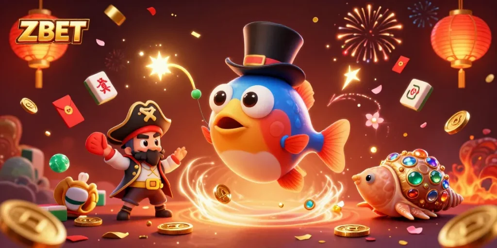 ZBET showcases an exhilarating casino adventure with an anglerfish, shrimp, and sea snail surrounded by vibrant gambling elements.