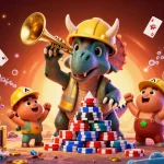Jouez à casino en ligne dans une illustration dynamique avec des personnages en fête