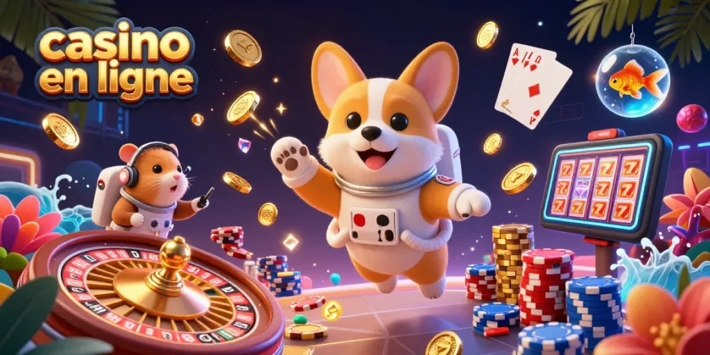 Jouez au casino en ligne avec des machines à sous et des croupiers dans un univers 3D dynamique.
