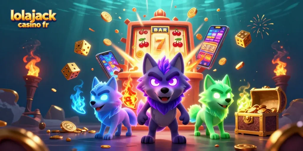 Experience the thrill of winning at lolajack casino fr with ghostly wolves and vibrant casino elements.
