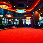 Table de poker animée dans un casino en ligne, attirant les joueurs avides d'action.