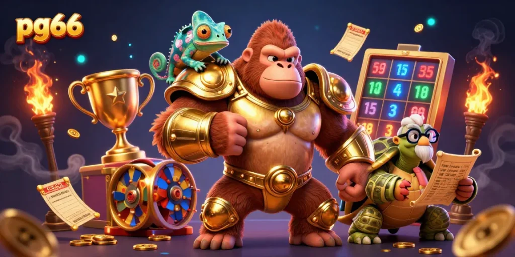 Experience thrilling jackpots at pg66 with a vibrant casino adventure featuring an epic gorilla and friends.