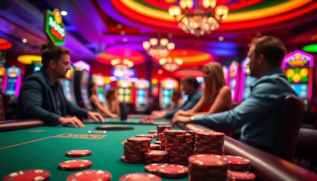 Les joueurs expérimentent l'excitation du casino en ligne dans une ambiance luxueuse.