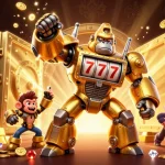 Jouez au casino en ligne avec un gorille mech en or et des trésors étincelants.