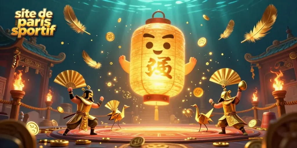 Pariez sur le site de paris sportif avec une illustration d'un esprit lantern géant et des guerriers en papier.