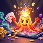 Visitez le meilleur casino en ligne suisse avec un volcan doré émettant des trésors.