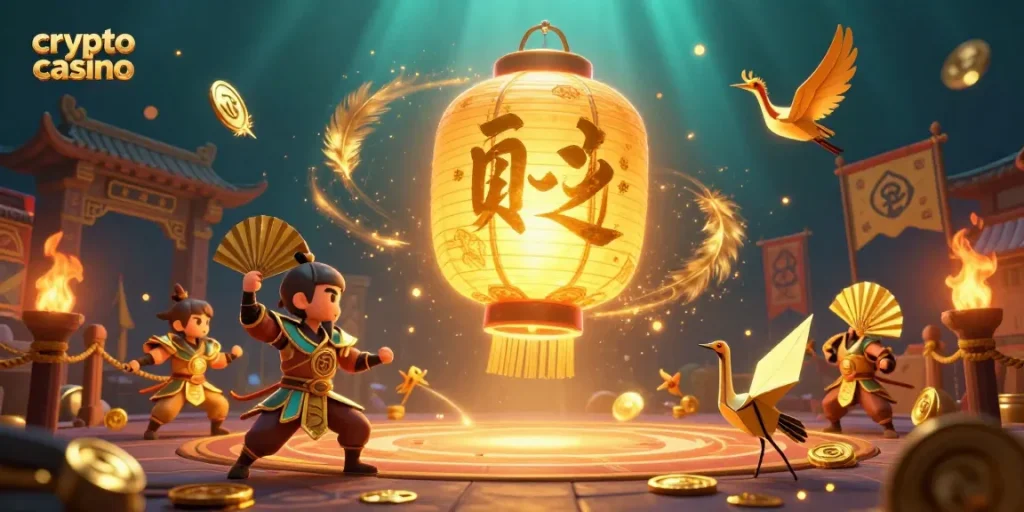 Explorez un casino crypto captivant avec une ambiance magique et des symboles de chance.