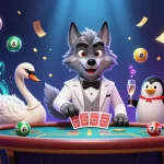 Experience the excitement of Sunwin with vibrant illustrated characters in a lively casino scene.