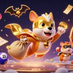 Fun88 shows a superhero dog flying with gold coins amidst vibrant lottery elements in a 3D casino scene.