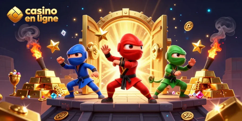 Profitez de l'expérience palpitante du casino en ligne avec des caméléons ninjas et des trésors d'or éblouissants.